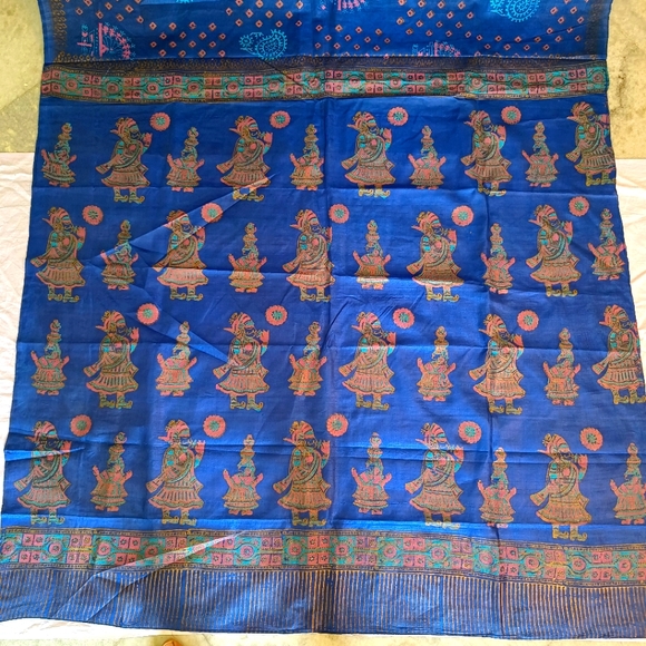 Tussar silk with Handblock printing Saree - Picture 8 of 10